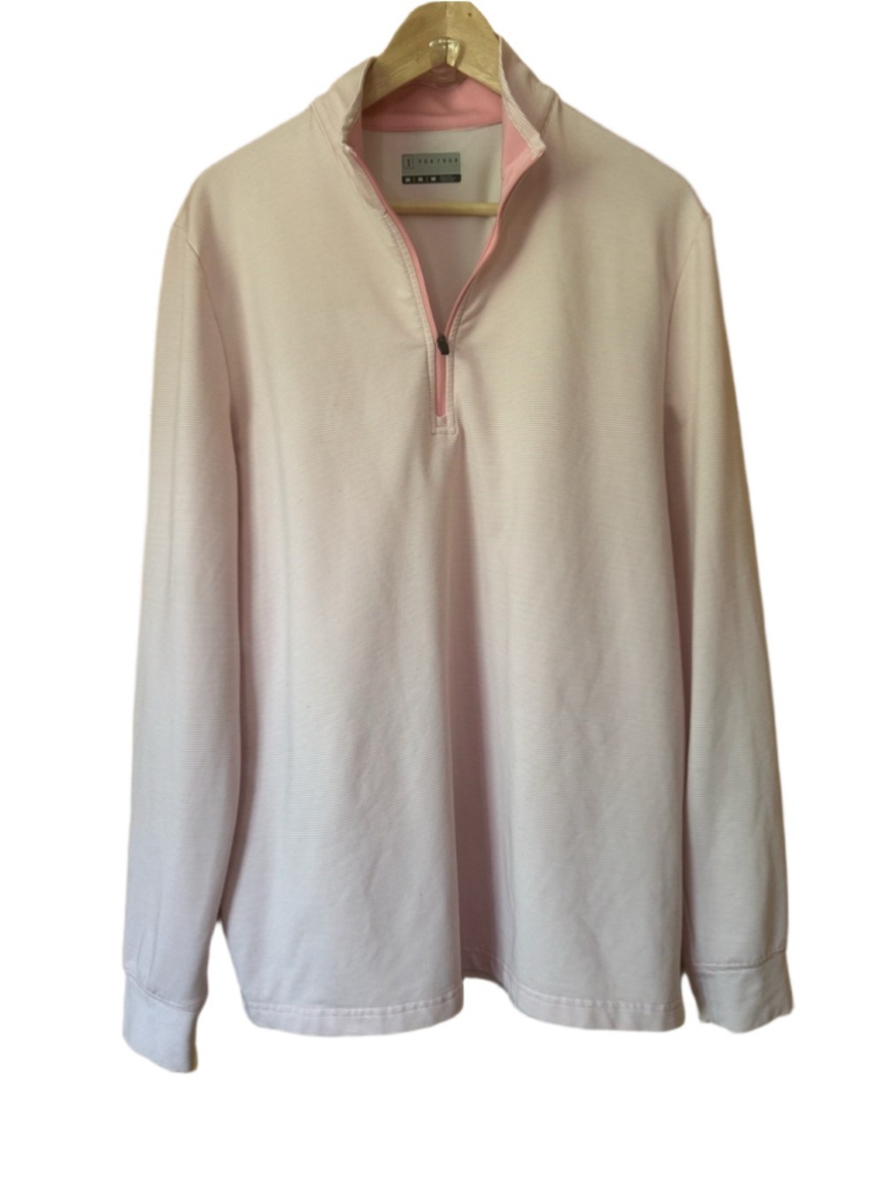 PGA Tour Light Pink striped Quarter-Zip Pullover size medium